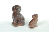 TWO SEWERTILE SEATED DOGS.  Am