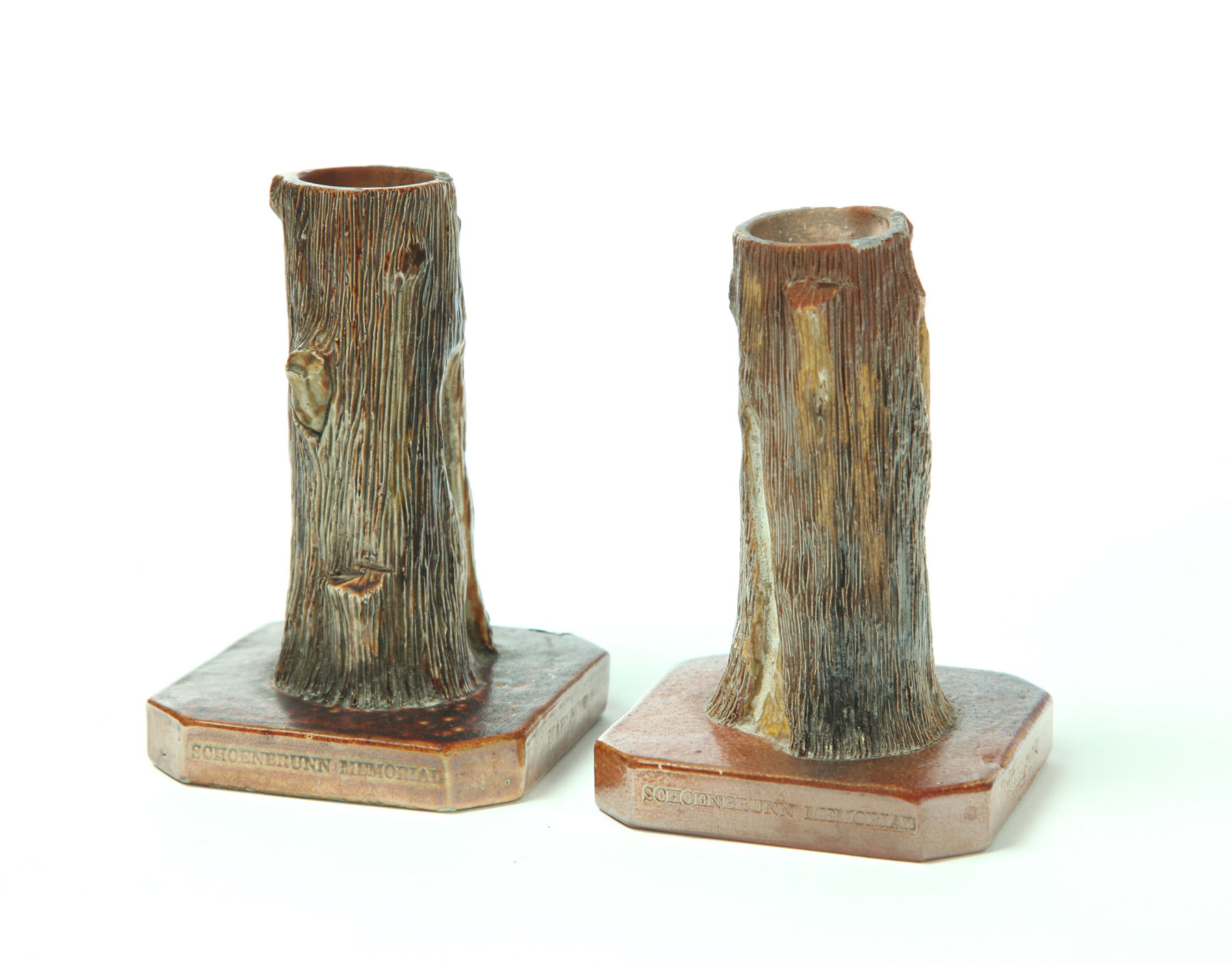 TWO SEWERTILE TREE LAMP BASES. 