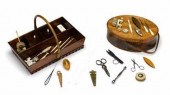 Two sewing baskets and a colle
