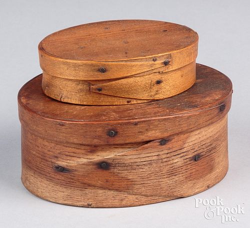 TWO SHAKER BENTWOOD BAND BOXES,