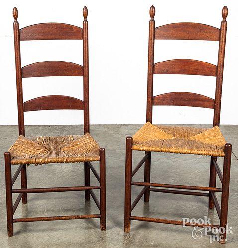 TWO SHAKER SIDE CHAIRS, IN OLD