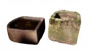 TWO SHAPED STONE FOUNTAIN BASI
