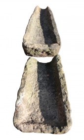 TWO SHAPED STONE TROUGHS each