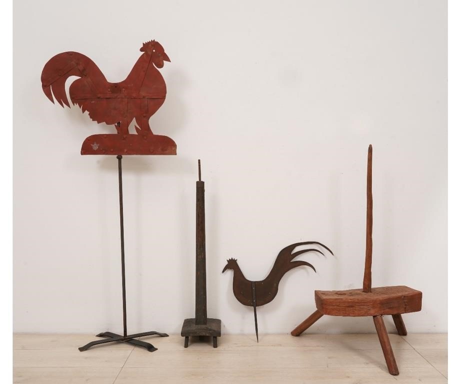Two sheet metal roosters 51.75"h