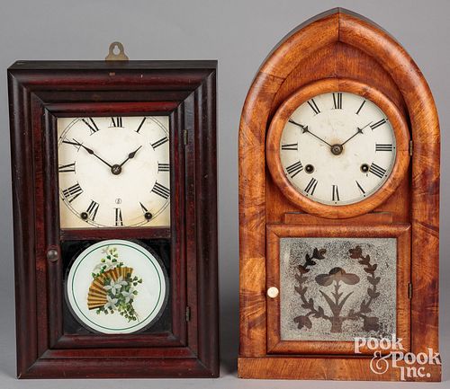 TWO SHELF CLOCKS, 19TH C.Two