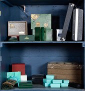 TWO SHELVES OF ASSOCIATED BOXE
