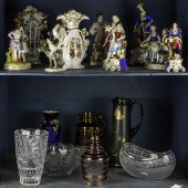 TWO SHELVES OF ASSOCIATED DECO