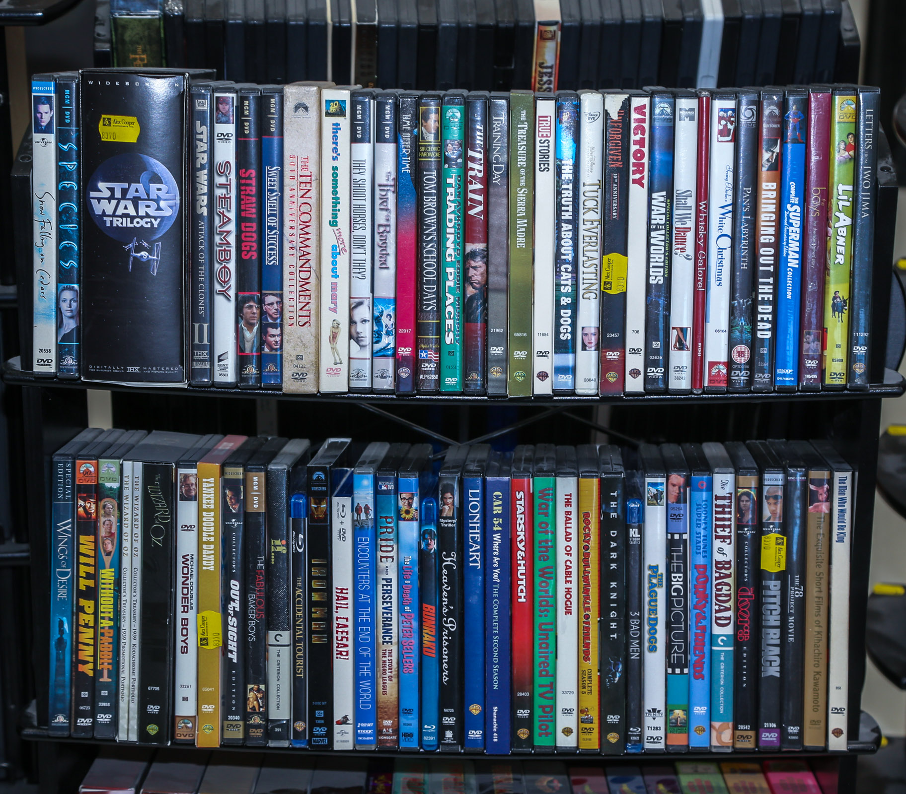 TWO SHELVES OF ASSORTED BLU-RAYS