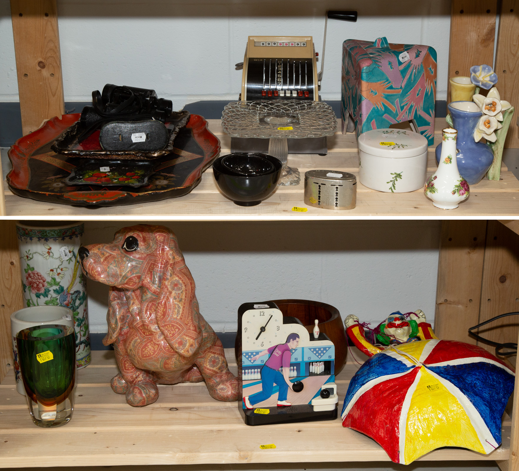 TWO SHELVES OF ASSORTED ITEMS