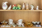 TWO SHELVES OF CERAMIC TABLE A