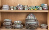 TWO SHELVES OF CHINESE FAMILLE