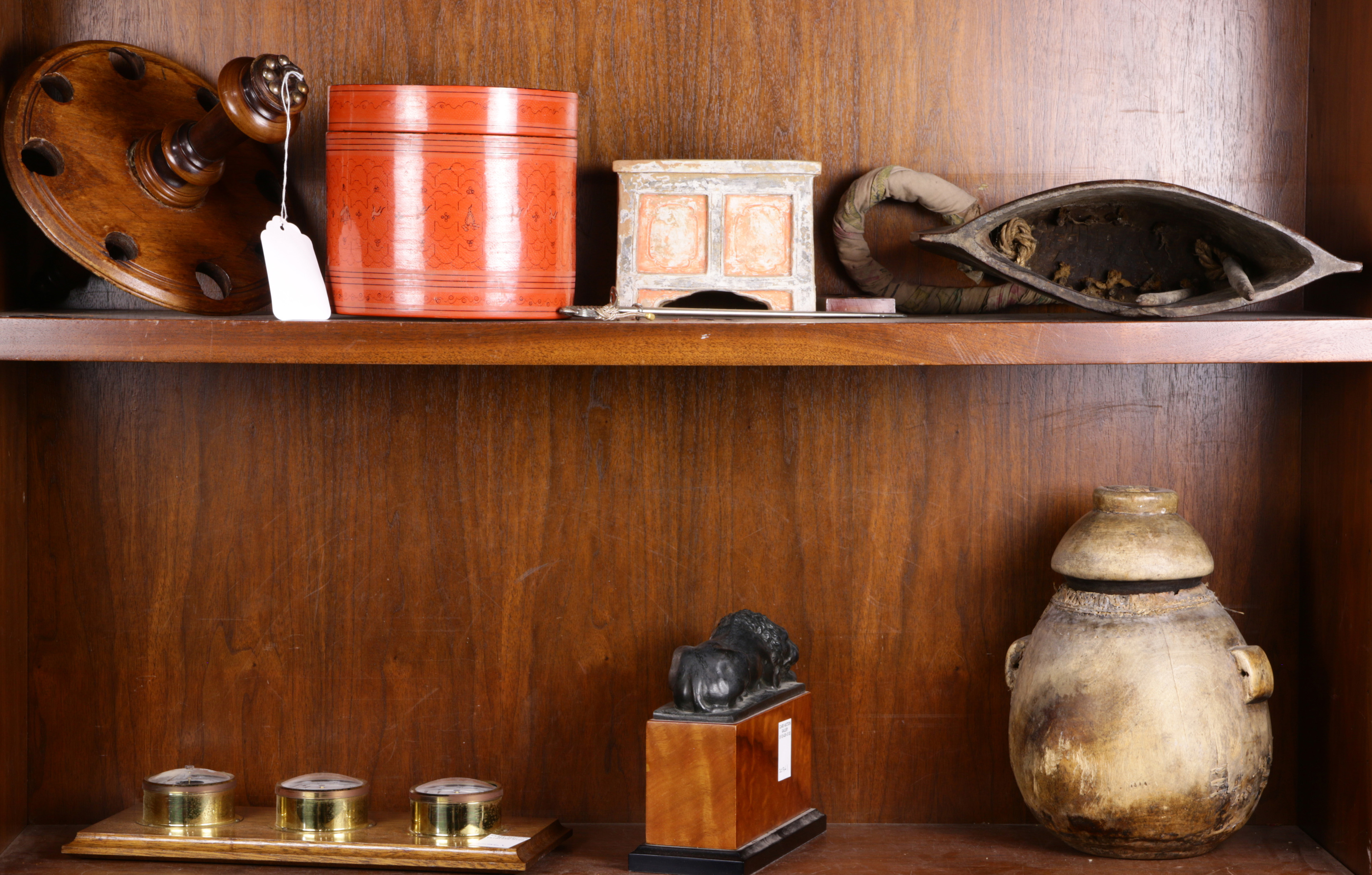 TWO SHELVES OF DECORATIVES Two
