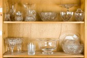 TWO SHELVES OF GLASS TABLE AND