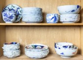 TWO SHELVES OF JAPANESE IMARI