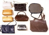 TWO SHELVES OF LADIES HANDBAGS