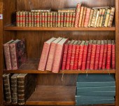 TWO SHELVES OF LEATHER BOUND B
