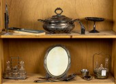 TWO SHELVES OF SILVER, SILVER