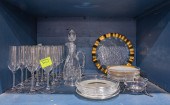 TWO SHELVES OF STEMWARE AND OT