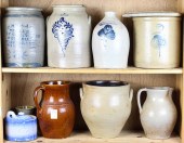 TWO SHELVES OF STONEWARE CROCK