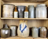 TWO SHELVES OF STONEWARE CROCK