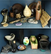 TWO SHELVES OF STUDIO CERAMICS