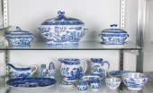 TWO SHELVES OF VINTAGE BLUE WI