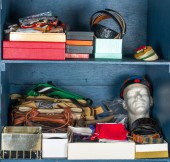 TWO SHELVES OF VINTAGE CLOTHIN