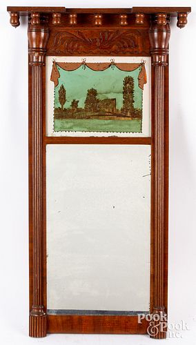 TWO SHERATON WALNUT MIRRORS, 19TH