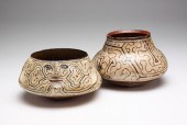 TWO SHIPIBO POTTERY BOWLS. Per