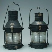 Two shipoil lanterns, galvaniz