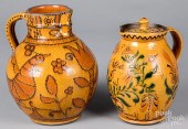TWO SHOONER SGRAFFITO REDWARE