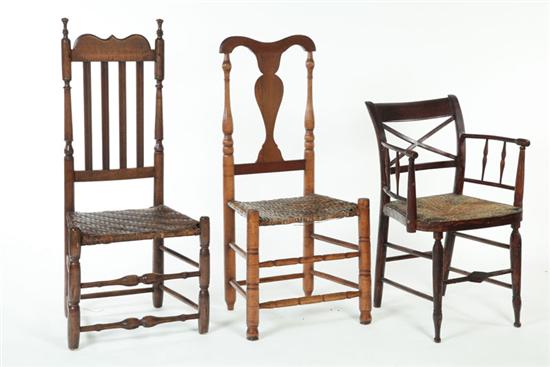 TWO SIDE CHAIRS AND AN ARMCHAIR. 