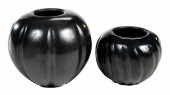 TWO SIGNED BLACKWARE MELON POT