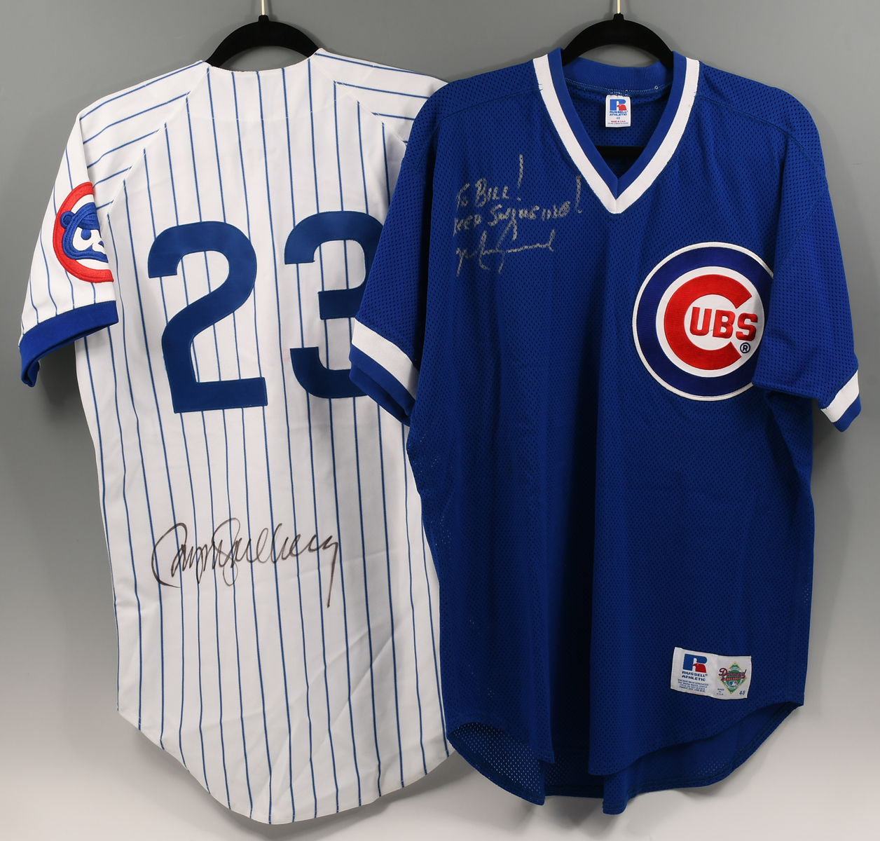 TWO SIGNED CHICAGO CUBS JERSEYS: 1)