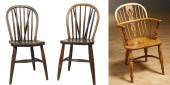 Two Signed English Windsor Elm