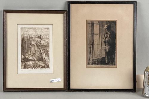 TWO SIGNED ETCHINGS, W. LEE-HANKEY,