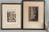 TWO SIGNED ETCHINGS, W. LEE-HA