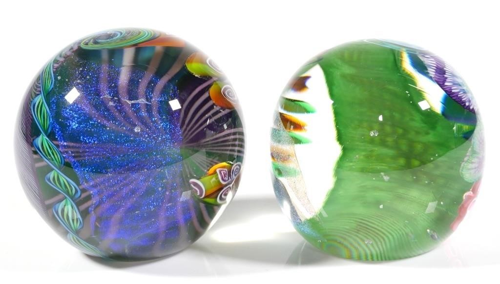 TWO SIGNED JAMES NOWAK ART GLASS