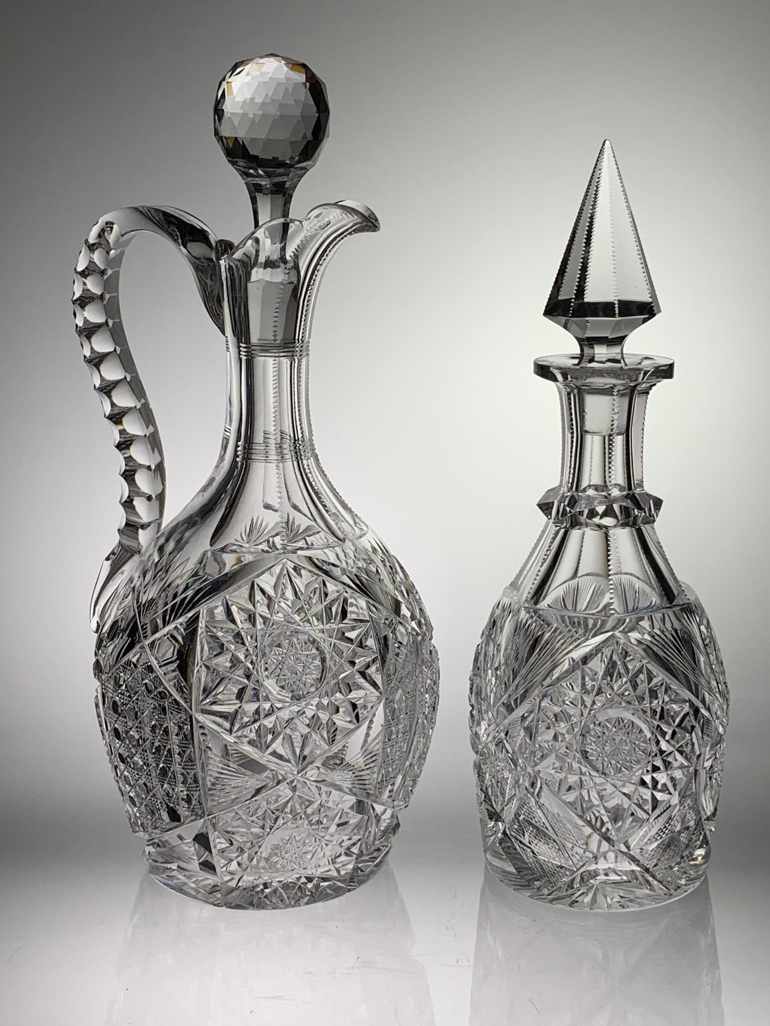 TWO SIGNED LIBBEY CUT GLASS