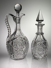 TWO SIGNED LIBBEY CUT GLASS DE