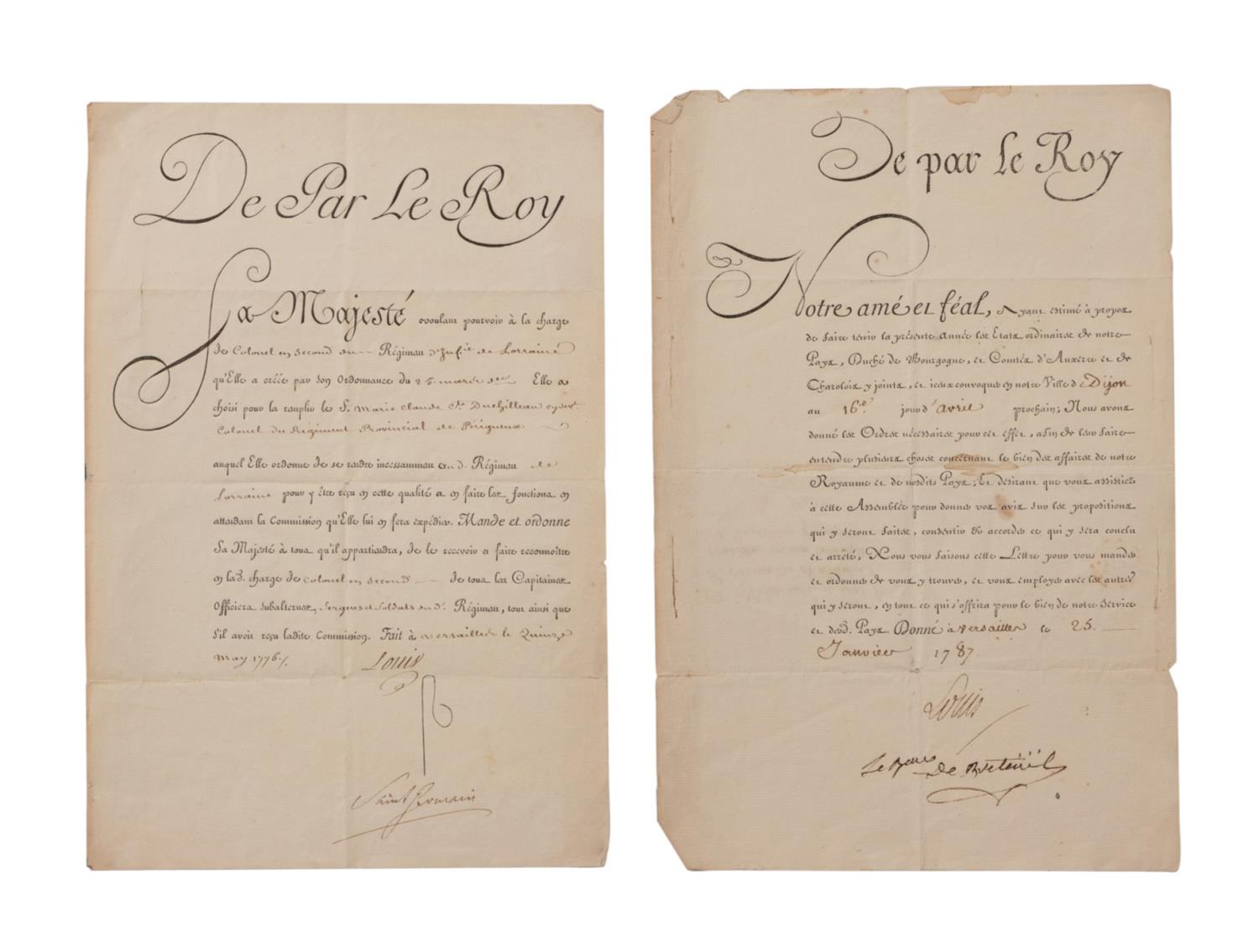 TWO SIGNED LOUIS XVI DOCUMENTS,