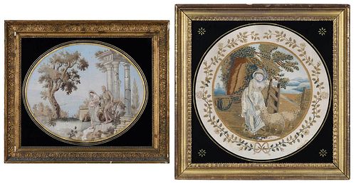 TWO SILK AND WATERCOLOR PICTORIAL