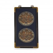 TWO SILK KESI 'DRAGON' ROUNDEL