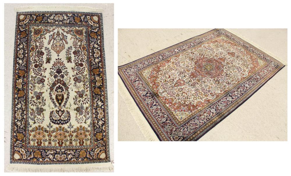 TWO SILK-LIKE HAND KNOTTED ORIENTAL
