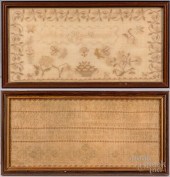 TWO SILK ON LINEN NEEDLEWORK S