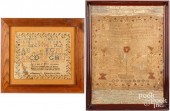 TWO SILK ON LINEN NEEDLEWORK S