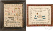 TWO SILK ON LINEN SAMPLERS, 19