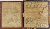 TWO SILK ON LINEN SAMPLERS, 19