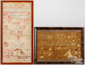 TWO SILK ON LINEN SAMPLERS, 19