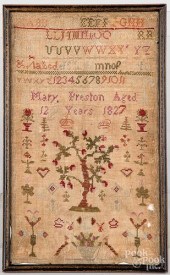 TWO SILK ON LINEN SAMPLERS, 19
